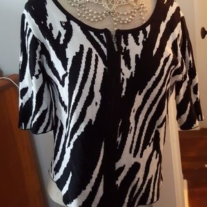 Chico's Animal Print Black White Zebra Sweater